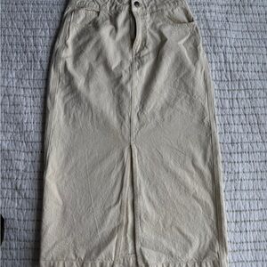 Cream Midi Denim Skirt